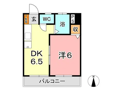倉敷イーストコーポ(1DK/2階)の間取り写真