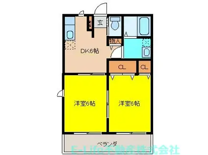 サンハイムU(2DK/1階)の間取り写真