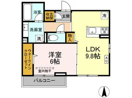 D-ROOMコサコ(1LDK/3階)の間取り写真