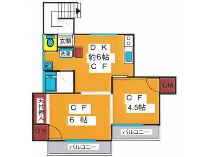 すみれハイム(2DK/2階)の間取り写真