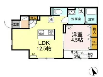 DEAR COURT 武蔵野(1LDK/1階)の間取り写真