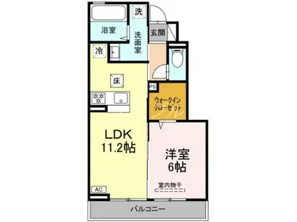 D-ROOM福富西(1LDK/1階)の間取り写真