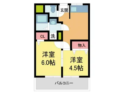 岩伸宝塚ファミールB棟(2DK/4階)の間取り写真