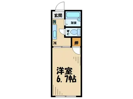 ハイツ中宿NO.6(1K/1階)の間取り写真