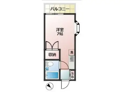ベルシオン宮崎(ワンルーム/2階)の間取り写真