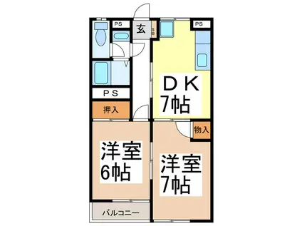 ハイツコヤマ(2DK/2階)の間取り写真