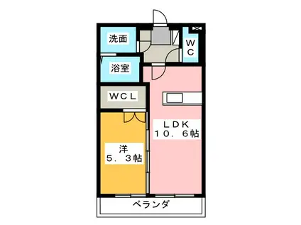 ヴィバーチェ(1LDK/4階)の間取り写真