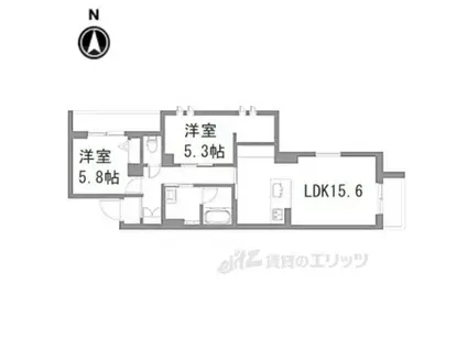 シャーメゾン六条荘(2LDK/2階)の間取り写真