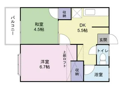 サンヒルズ富谷(2DK/2階)の間取り写真