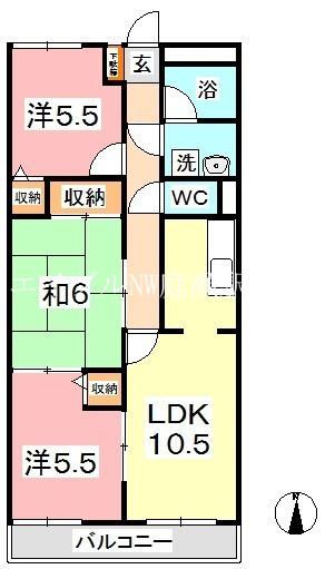 デューク白楽町 I(3LDK/1階)の間取り写真