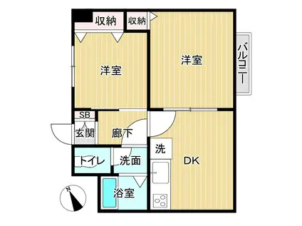 昭和コーポC棟(2DK/4階)の間取り写真