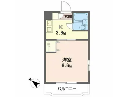 セイントフローレンスII(1K/2階)の間取り写真