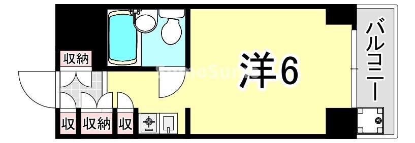 キューブ南武庫之荘3(ワンルーム/4階)の間取り写真