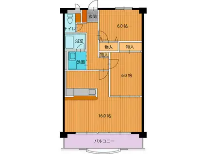 フォレストパークII(2LDK/4階)の間取り写真