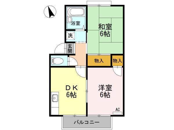 アーバンツインピア2棟(2DK/2階)の間取り写真