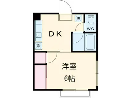 コーポあかし(1DK/3階)の間取り写真