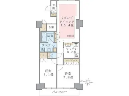 芝浦アイランド ケープタワー(1LDK/19階)の間取り写真
