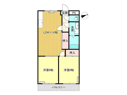 タクロウ団地B(2LDK/4階)の間取り写真