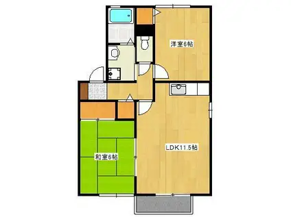 クロノス27飛田A・B(2LDK/2階)の間取り写真