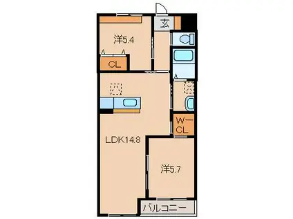 AISANCE(2LDK/1階)の間取り写真