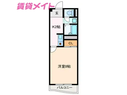 リバティベル(1K/2階)の間取り写真