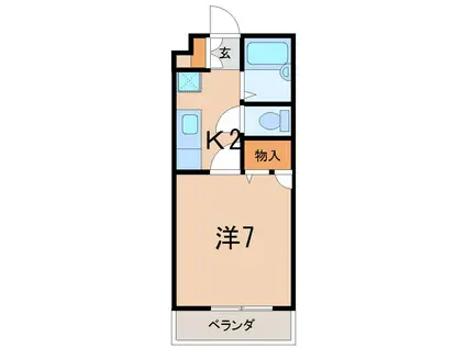 アルパインローズ3(1K/2階)の間取り写真