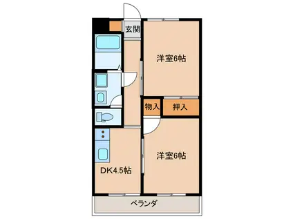 ストウハイツ B(2DK/2階)の間取り写真