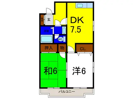 アメニティハイツ小川(2DK/4階)の間取り写真