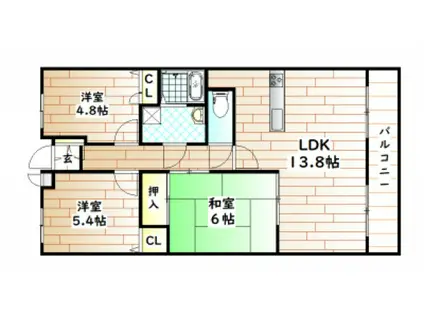 SD清水(3LDK/3階)の間取り写真