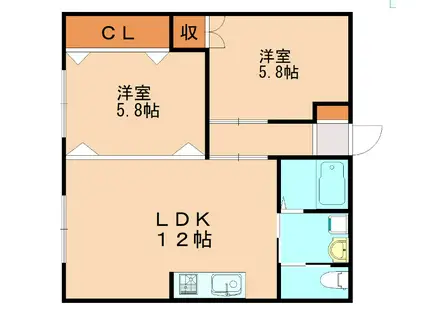 メゾンド・ワダ(2LDK/1階)の間取り写真