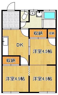 テラスハウス栄町(3DK/1階)の間取り写真