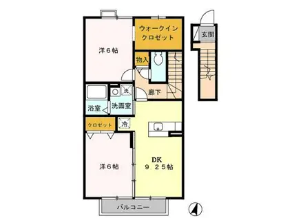 フレールII(2DK/2階)の間取り写真