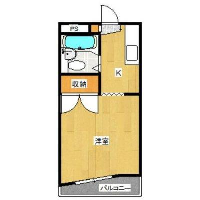 ハイツTBS A棟(1K/2階)の間取り写真