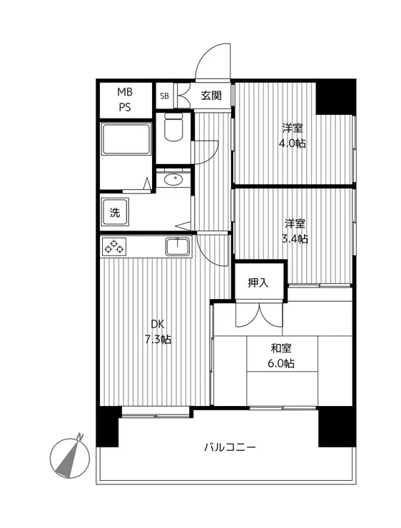 ライオンズマンション戸部 2階階 間取り