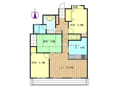 ファミールタワープラザ岡山(3LDK/11階)の間取り写真