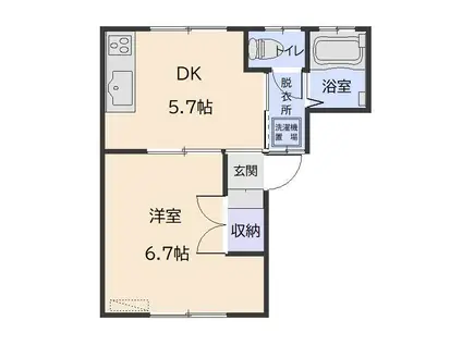 YM堤端I(1DK/2階)の間取り写真