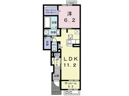 リジェール・H(1LDK/1階)の間取り写真