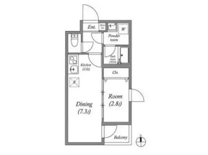 VINA山科ウエスト(1LDK/3階)の間取り写真