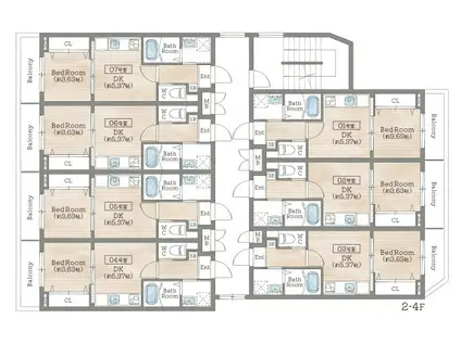 AILE中山寺(1DK/4階)の間取り写真