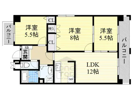 アビタシオン3(3LDK/2階)の間取り写真