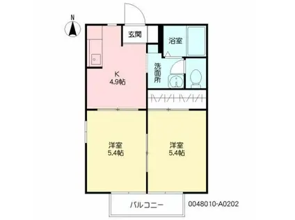 フレグランスアザレア(2K/2階)の間取り写真