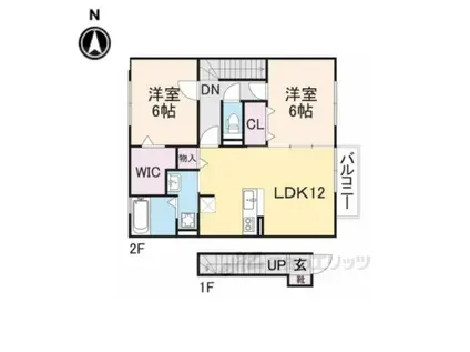 WIT大安寺Ⅰ(2LDK/2階)の間取り写真