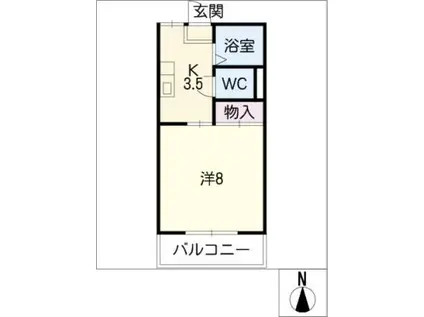 ハローハウス(1K/2階)の間取り写真