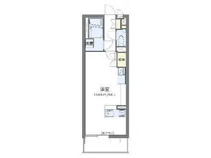 ミランダキャトル(ワンルーム/1階)の間取り写真