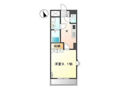 アムールミナト(1K/2階)の間取り写真