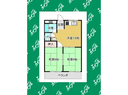 第2リバーサイド清水(2DK/2階)の間取り写真