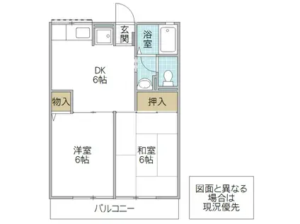 シティハイム・ウエタケC(2DK/2階)の間取り写真
