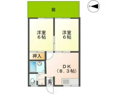 エステートピア伏石(2DK/1階)の間取り写真