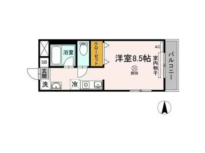 マメゾン三野(ワンルーム/3階)の間取り写真