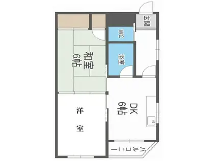 湯里ハイツB棟(2DK/5階)の間取り写真